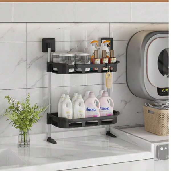 2-Tier Bathroom Organizer Shelf BLACK Bathroom Accessories 2-Tier Bathroom Organizer Shelf BLACK Bathroom Accessories