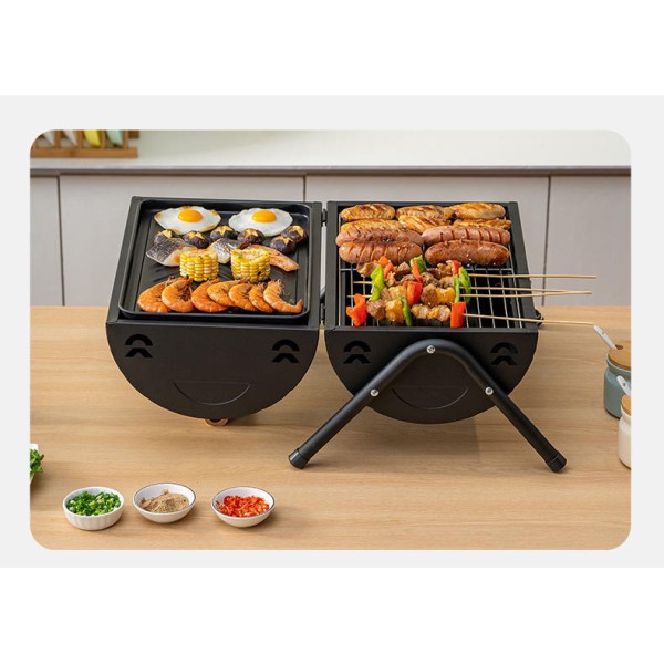 BBQ "Adventure" Φορητό - Πλάκα Ψησίματος BLACK Μπάρμπεκιου