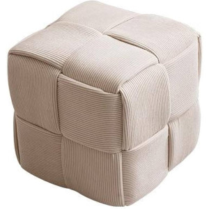 Corduroy Stool WHITE Chairs - Stool - Pouf