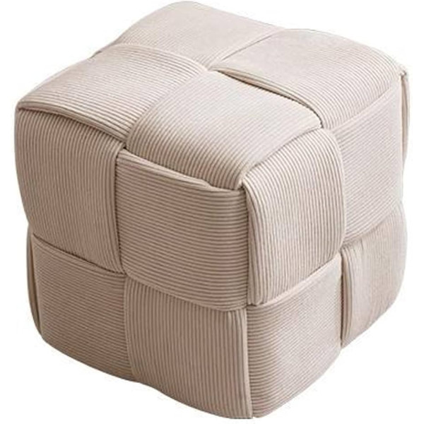 Corduroy Stool WHITE Chairs - Stool - Pouf