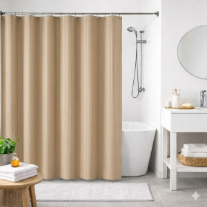 Fabric Shower Curtain “Lines” BEIGE Curtains