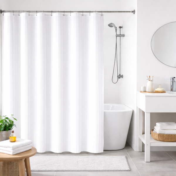 Fabric Shower Curtain “Lines” WHITE Curtains Fabric Shower Curtain “Lines” WHITE Curtains