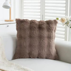 Fur pillow 45x45cm BROWN Pillows - Pouf - Floor Cushions