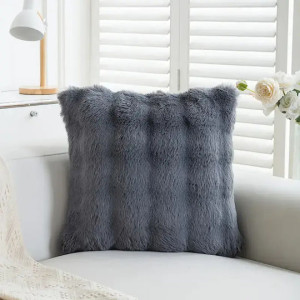 Fur pillow 45x45cm GREY Pillows - Pouf - Floor Cushions