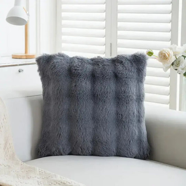 Fur pillow 45x45cm GREY Pillows - Pouf - Floor Cushions