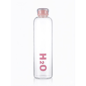 Glass Bottle H2O 1LT PINK Jug - Decanter