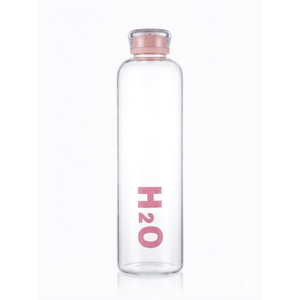 Glass Bottle H2O 1LT PINK Jug - Decanter