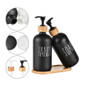 Glass Dispenser with Bamboo 550ml BLACK Bathroom Accessories Glass Dispenser with Bamboo 550ml BLACK Bathroom Accessories