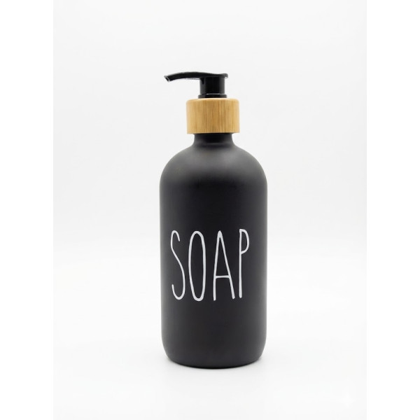 Glass Dispenser with Bamboo 550ml BLACK Bathroom Accessories Glass Dispenser with Bamboo 550ml BLACK Bathroom Accessories