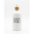 Glass Dispenser with Bamboo 550ml WHITE Bathroom Accessories
