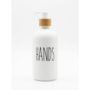 Glass Dispenser with Bamboo 550ml WHITE Bathroom Accessories