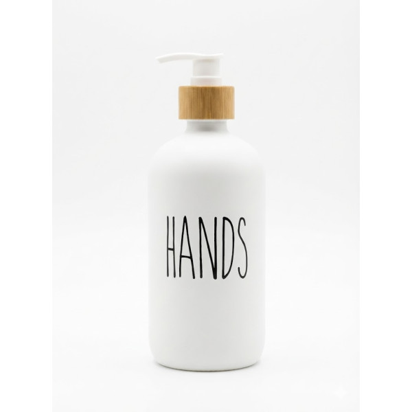 Glass Dispenser with Bamboo 550ml WHITE Bathroom Accessories