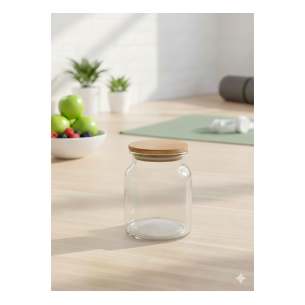 Glass Jar with Wooden Lid MILOS 600ml Jars - Vases Glass Jar with Wooden Lid MILOS 600ml Jars - Vases