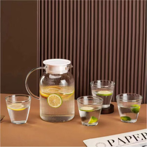 Glass Jug Set with 4 Glasses  Serving Items