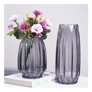 Glass Vase Elegance Grey Short  Vases
