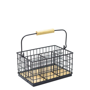 Metal Basket With Wooden Handle Boxes - Baskets
