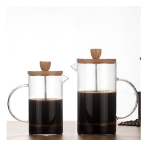 Plunger Coffee Maker with Wooden Lid 600ml Kitchen Tools