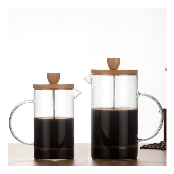 Plunger Coffee Maker with Wooden Lid 600ml Kitchen Tools Plunger Coffee Maker with Wooden Lid 600ml Kitchen Tools