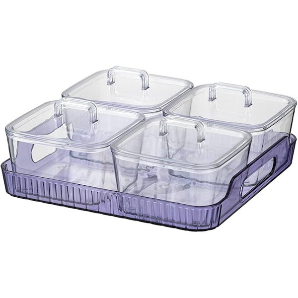 Tray & 4 Bowls Set  'Crystal Clear'  Serving Items