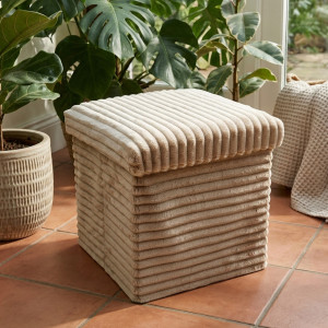 Velvet stool with storage space BEIGE Chairs - Stool - Pouf