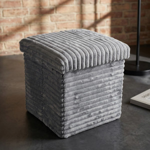 Velvet stool with storage space GREY Chairs - Stool - Pouf