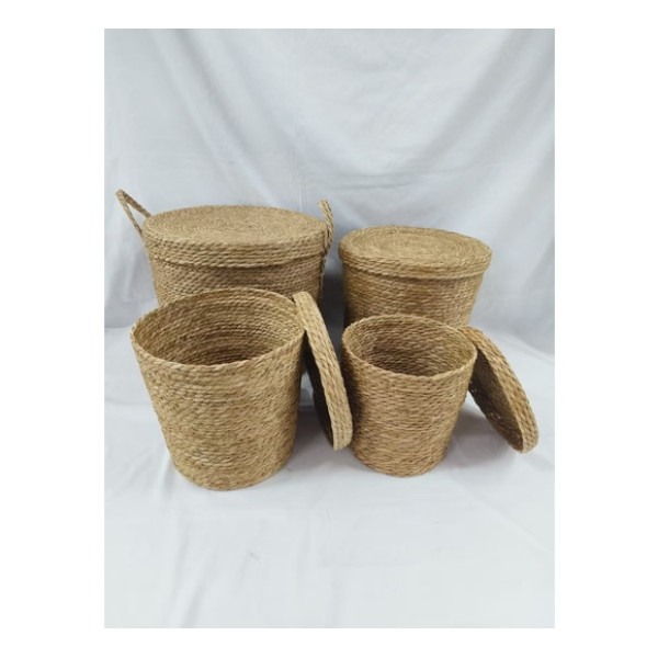 Wicker Storage Baskets with Lid 4-Piece Set PAROS Boxes - Baskets Wicker Storage Baskets with Lid 4-Piece Set PAROS Boxes - Baskets