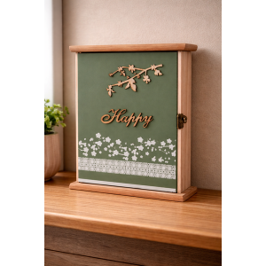Wooden key holder Happy Green Decoration Items