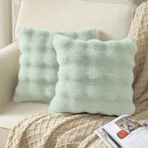 Μαξιλάρι Γούνινο 45x45cm GREEN Μαξιλάρια - Πουφ - Μαξιλάρες