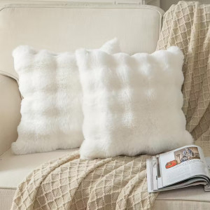 Μαξιλάρι Γούνινο 45x45cm WHITE Μαξιλάρια - Πουφ - Μαξιλάρες