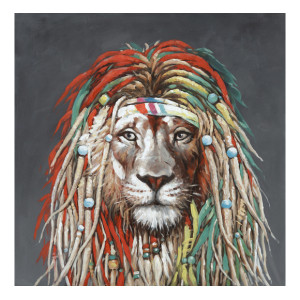 Πίνακας Ζωγραφικής Canva "Regae Lion" 80x80cm Πίνακες Ζωγραφικής