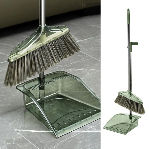 Σκούπα & Φαράσι με Μακρύ Χερούλι “Clear” GREEN Αξεσουάρ Μπάνιου